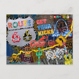 Road Trip USA Route 66 Travel License Plate Art Postkarte