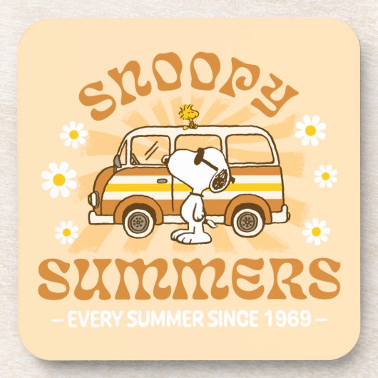 Road Trippin | Erdnüsse Snoopy Summers Getränkeuntersetzer (Vorderseite)