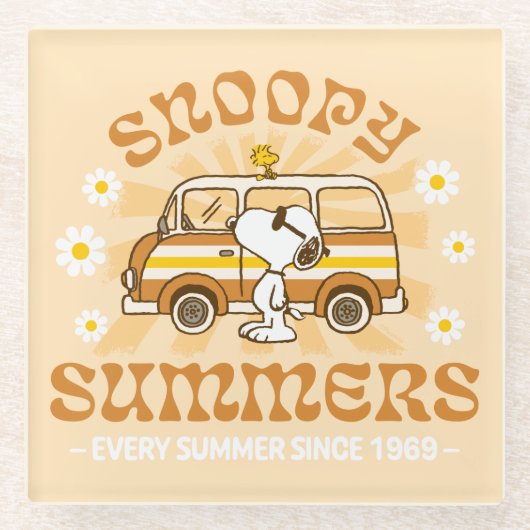 Road Trippin | Erdnüsse Snoopy Summers Glasuntersetzer (Vorderseite)