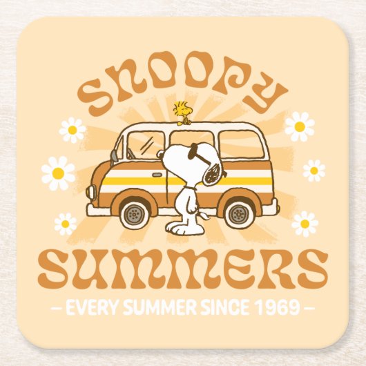 Road Trippin | Erdnüsse Snoopy Summers Rechteckiger Pappuntersetzer (Vorderseite)