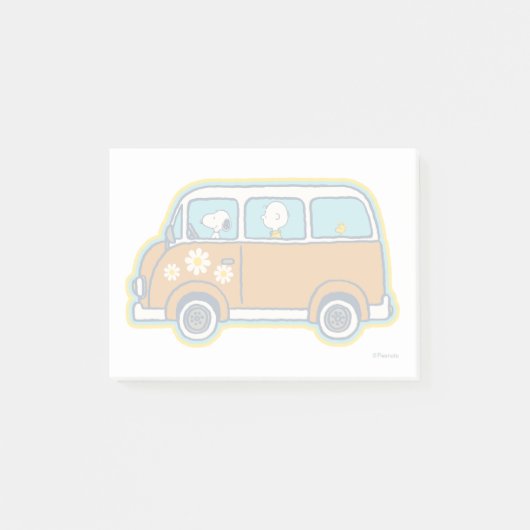 Road Trippin | Peanuts Road Trip Van Post-it Klebezettel (Vorderseite)