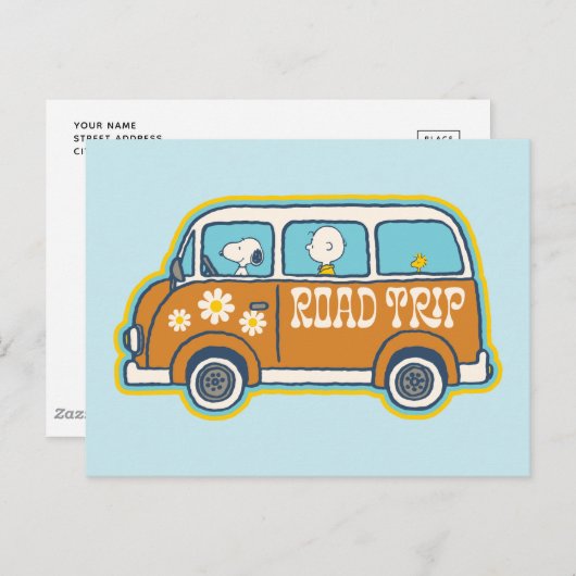 Road Trippin | Peanuts Road Trip Van Postkarte (Vorne/Hinten)