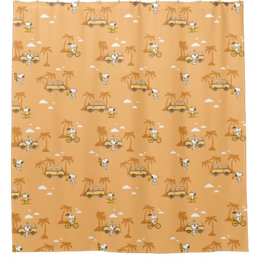 Road Trippin | Peanuts Snoopy Beach Pattern Duschvorhang (Vorderseite)