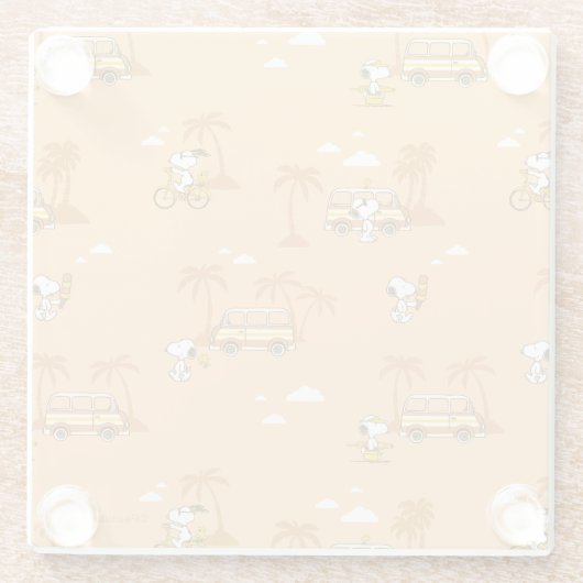 Road Trippin | Peanuts Snoopy Beach Pattern Glasuntersetzer (Rückseite)