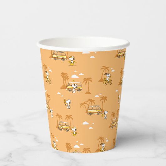 Road Trippin | Peanuts Snoopy Beach Pattern Pappbecher (Rückseite)