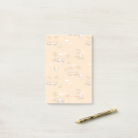 Road Trippin | Peanuts Snoopy Beach Pattern Post-it Klebezettel (Auf Schreibtisch)