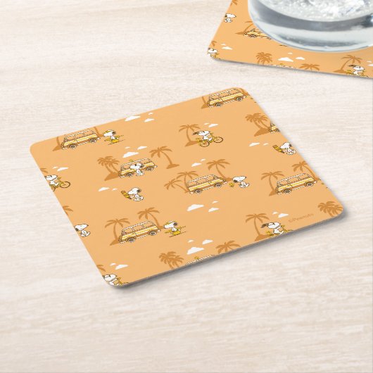 Road Trippin | Peanuts Snoopy Beach Pattern Rechteckiger Pappuntersetzer (angewinkelt)