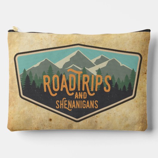 Road Trips & Shenanigans Outdoor Patch Zipper Bag Zubehörtasche (Vorderseite)
