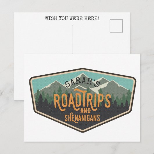 Road Trips & Shenanigans Personalisierte Postkarte (Vorne/Hinten)