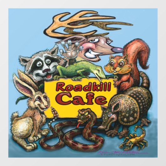 Roadkill Cafe Fensterheber Fensteraufkleber (Blatt)