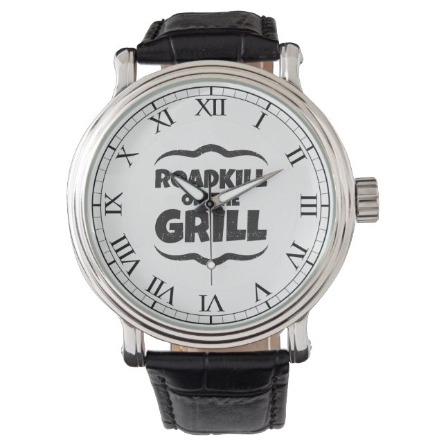 Roadkill on Grill - GRILLEN Party Funny Armbanduhr (Vorderseite)