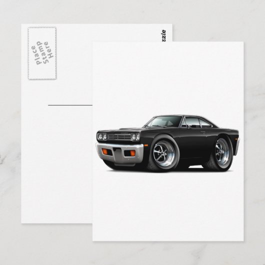 Roadrunner Black Car 1969 Postkarte (Vorne/Hinten)