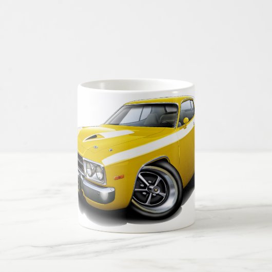 Roadrunner-Gelb-Weißes Auto 1973-74 Kaffeetasse (Mittel)