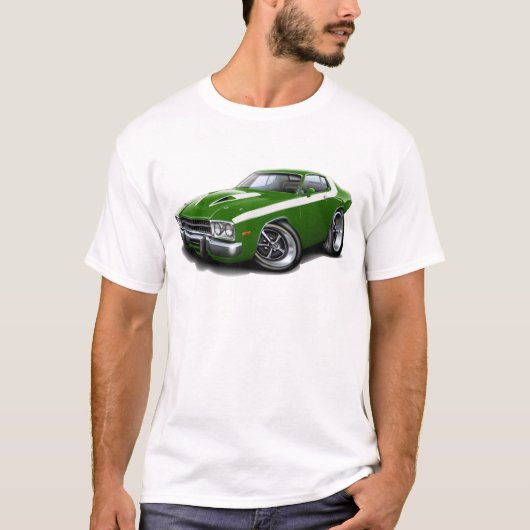 Roadrunner-Grün-Weißes Auto 1973-74 T-Shirt (Vorderseite)