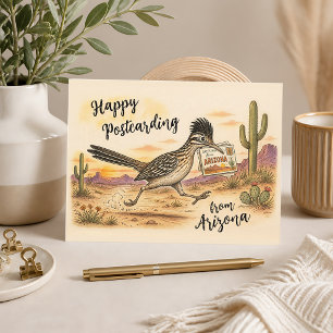 Roadrunner Happy Postkartenschreiben aus Arizona Postkarte