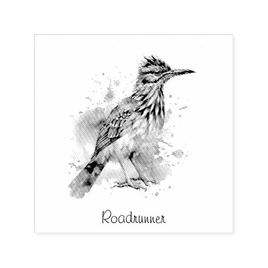 Roadrunner in lebendiger Aquarellfarbe, anpassbar Permastempel (Design)