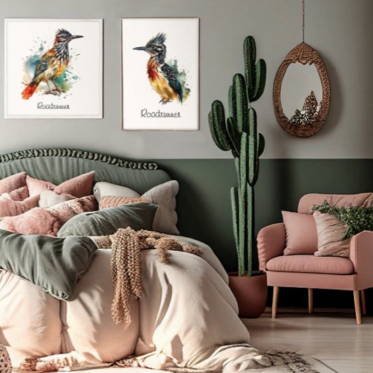 Roadrunner in lebendiger Aquarellfarbe, anpassbar Poster