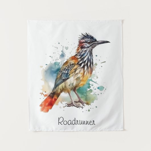 Roadrunner in lebendiger Wasserfarbe Wandteppich (Vorderseite)