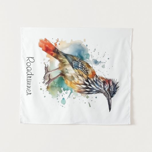 Roadrunner in lebendiger Wasserfarbe Wandteppich (Vorderseite (Horizontal))
