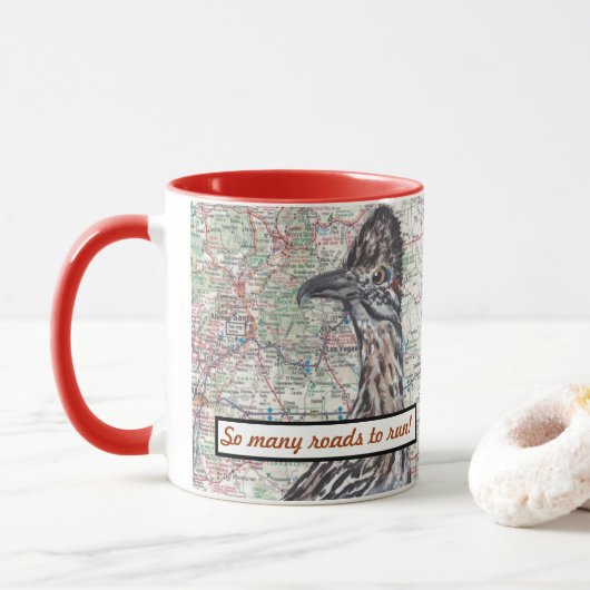 Roadrunner New Mexico Map Santa Fe Spaß Highlights Tasse (Mit Donut)