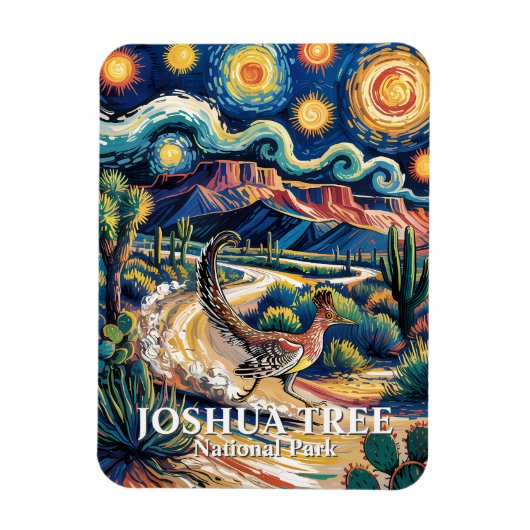Roadrunner of Joshua Tree Van Gogh Night Custom Magnet (Vertikal)