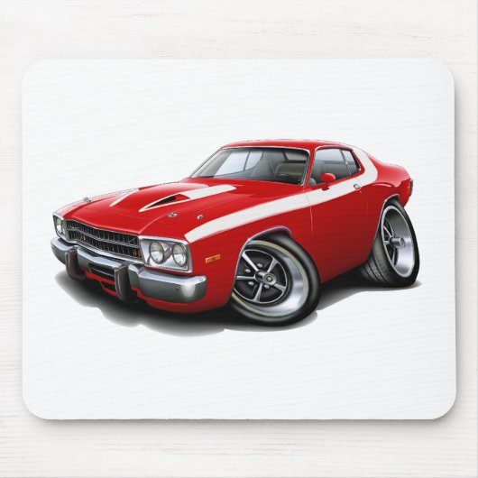 Roadrunner-Rot-Weißes Auto 1973-74 Mousepad (Vorne)