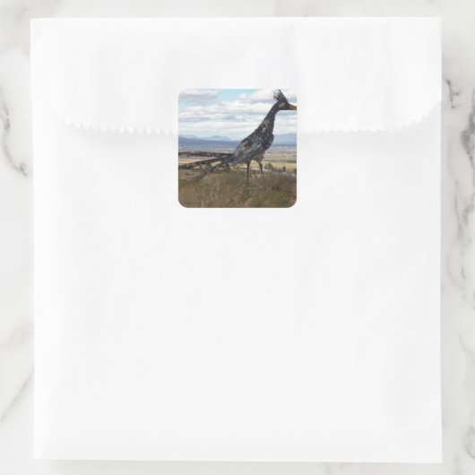 Roadrunner-Statue Quadratischer Aufkleber (Tasche)