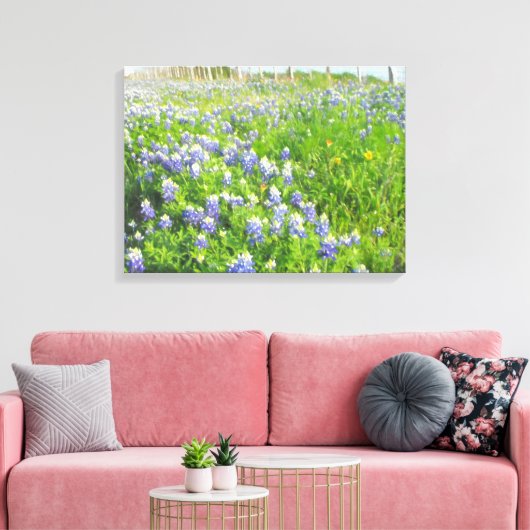 Roadside Bluebonnets Stretted Leinwand (Insitu (Wohnzimmer))