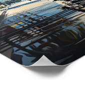 Roadster der 20er Jahre mit Strandbungalow in Miam Poster (Ecke)