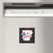 Roadtrip '21 Arkansas - quadratischer (rot/schwarz Magnet (In Situ (Geschirrspüler))