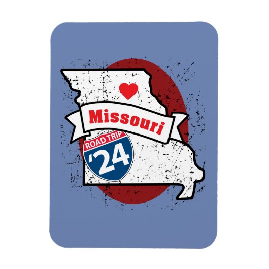 Roadtrip '24 Missouri - (blau / marroon) Magnet (Vertikal)