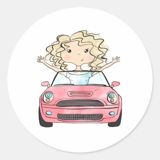 Roadtrip Illustration Runder Aufkleber (Vorderseite)