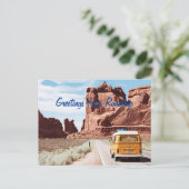 Roadtrip mit Camper Grüße Postkarte (Stehend Vorderseite)