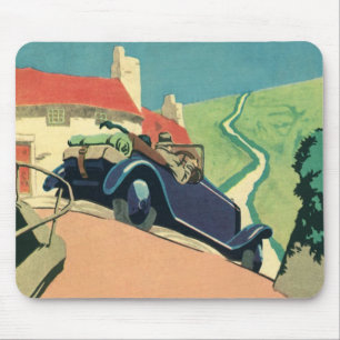 Roadtrip mit einem klassischen Cabrio auf dem Land Mousepad