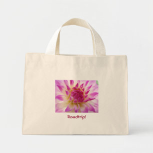 Roadtrip Tote bag Pink White Dahlia Flower Mini Stoffbeutel