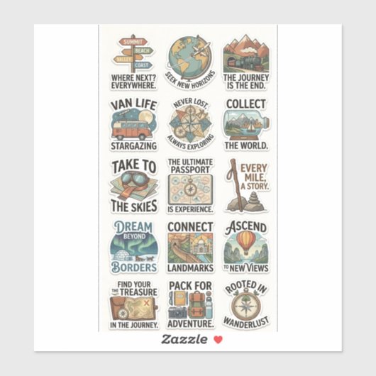 Roam Beyond – Explorer’s Journey Sticker Pack (Blatt)