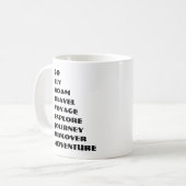 ROAM, REISE, REISE, REISE, ERLEBEN, REISE, ENTDECK KAFFEETASSE (Vorderseite Links)