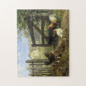 Roaming Farmyard Chickens Carl Jutz Puzzle (Vertikal)