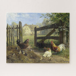 Roaming Farmyard Chickens Carl Jutz Puzzle