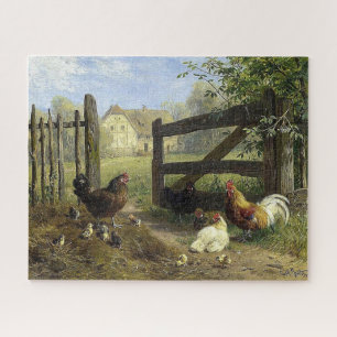 Roaming Farmyard Chickens Carl Jutz Puzzle