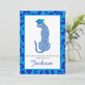 : Roaming mit Pride Blue Leopard Einladung (Stehend Vorderseite)