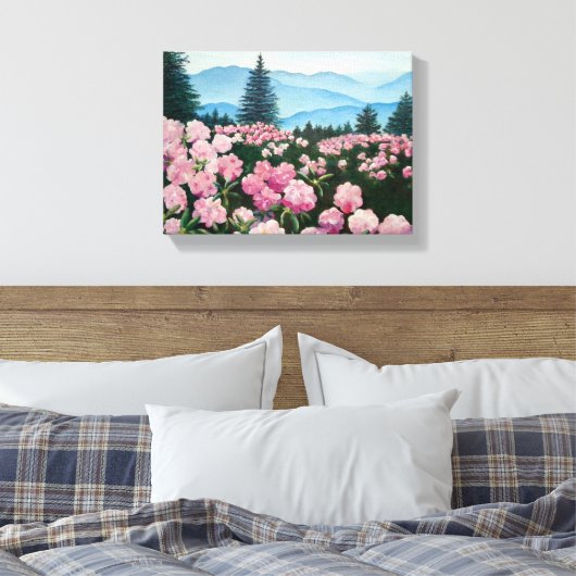 Roan Mountain Rhododendrons Ölgemälde Druck Leinwanddruck (Insitu (Schlafzimmer))