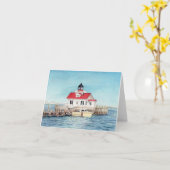 Roanoke-Insel-Leuchtturm Notecard Karte (Gelbe Blume)