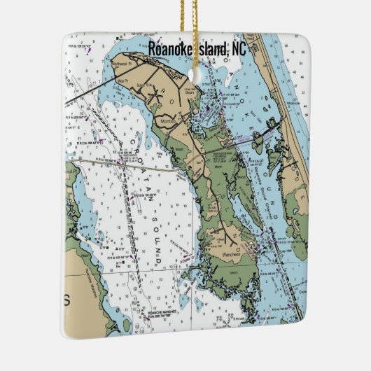 Roanoke Island NC Chart Keramikornament (Rechts)