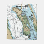 Roanoke Island NC Chart Keramikornament (Links)