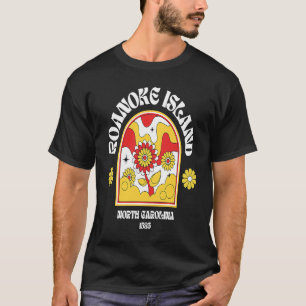 Roanoke Island NC Sommerurlaub 70er Flowe T-Shirt