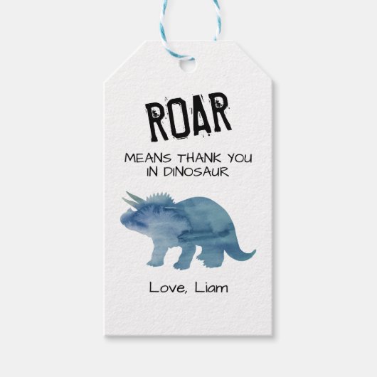 Roar bedeutet Danke, Dinosaur Geschenkanhänger (Vorderseite)