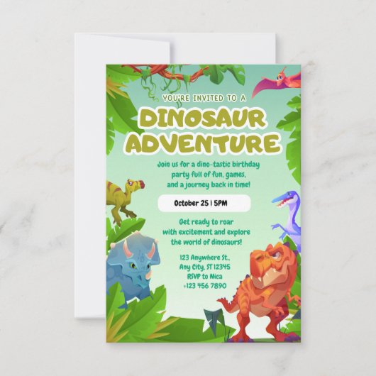 Roar Boy Birthday Invitation Cute Jurassic Party Einladung (Vorderseite)