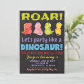 Roar Dinosaur Birthday Einladung (Stehend Vorderseite)