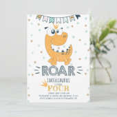 ROAR Dinosaur Birthday Einladung (Stehend Vorderseite)